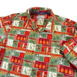 Honolua Mens Hawaiian Shirt‎ L Multicolored Tropical Island Pineapple Sailboat